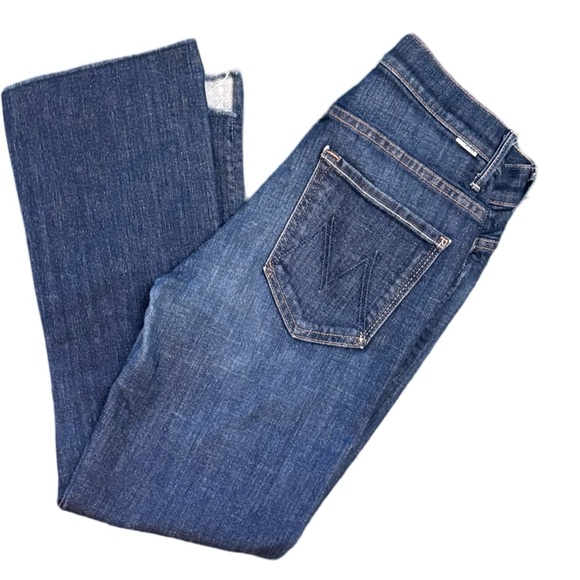 MOTHER The Insider Crop Step Fray in Clean Sweep Medium Blue Wash Size 26 - Picture 8 of 14